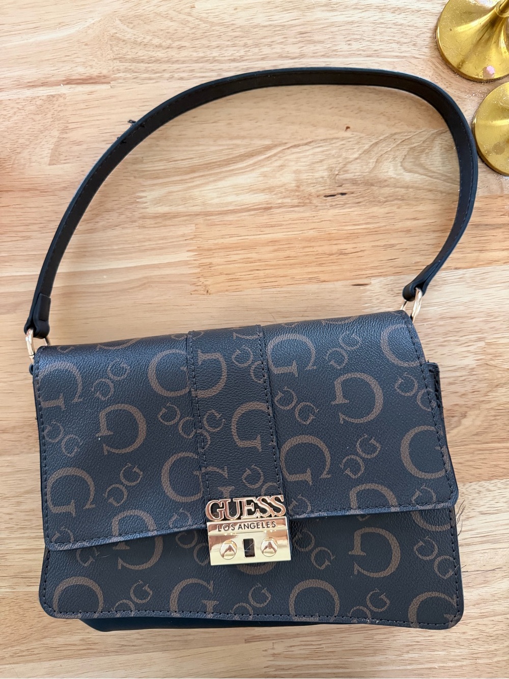 Guess Brown Logo Shoulder Bag